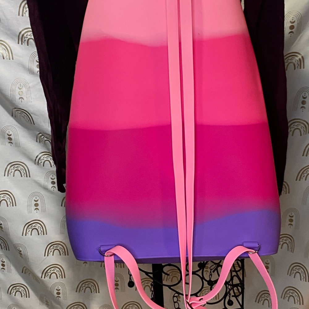Hot Pink Backpack with Drawstring Closure and Smooth Finish - Picture 6 of 8